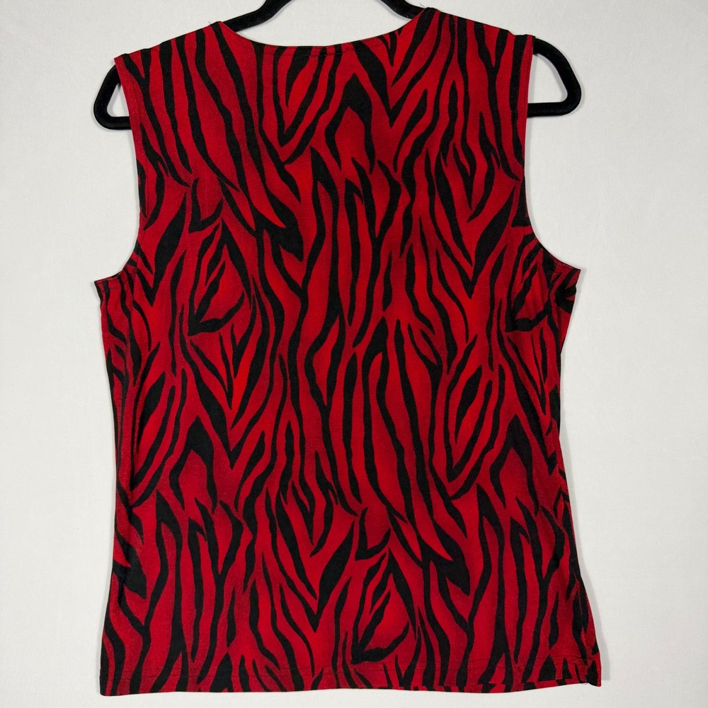 Vtg 90s Y2K Red Zebra Stripe Tank Top Wms M/L Whimsygoth Indie Grunge USA - Picture 3 of 5